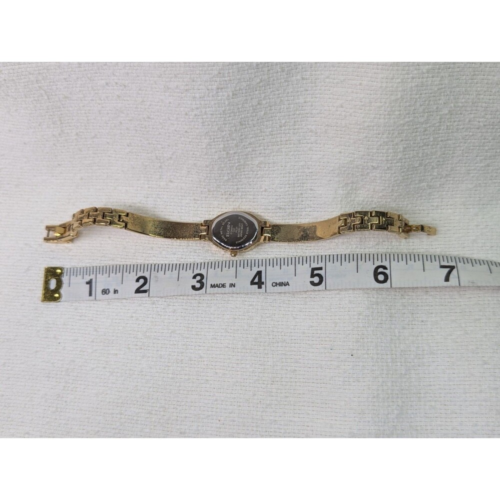 Elgin EG8074 Diamond Cut Half Bangle Watch MOP Dial Gold Tone - UNTESTED - Picture 8 of 9